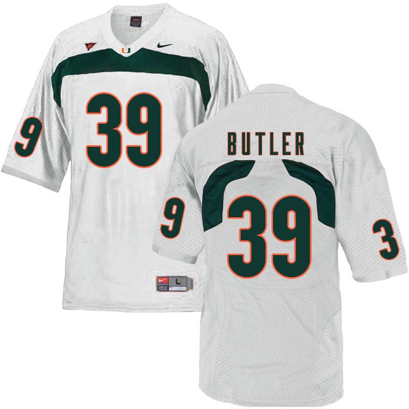 Nike Miami Hurricanes #39 Jordan Butler College Football Jerseys Sale-White - Click Image to Close